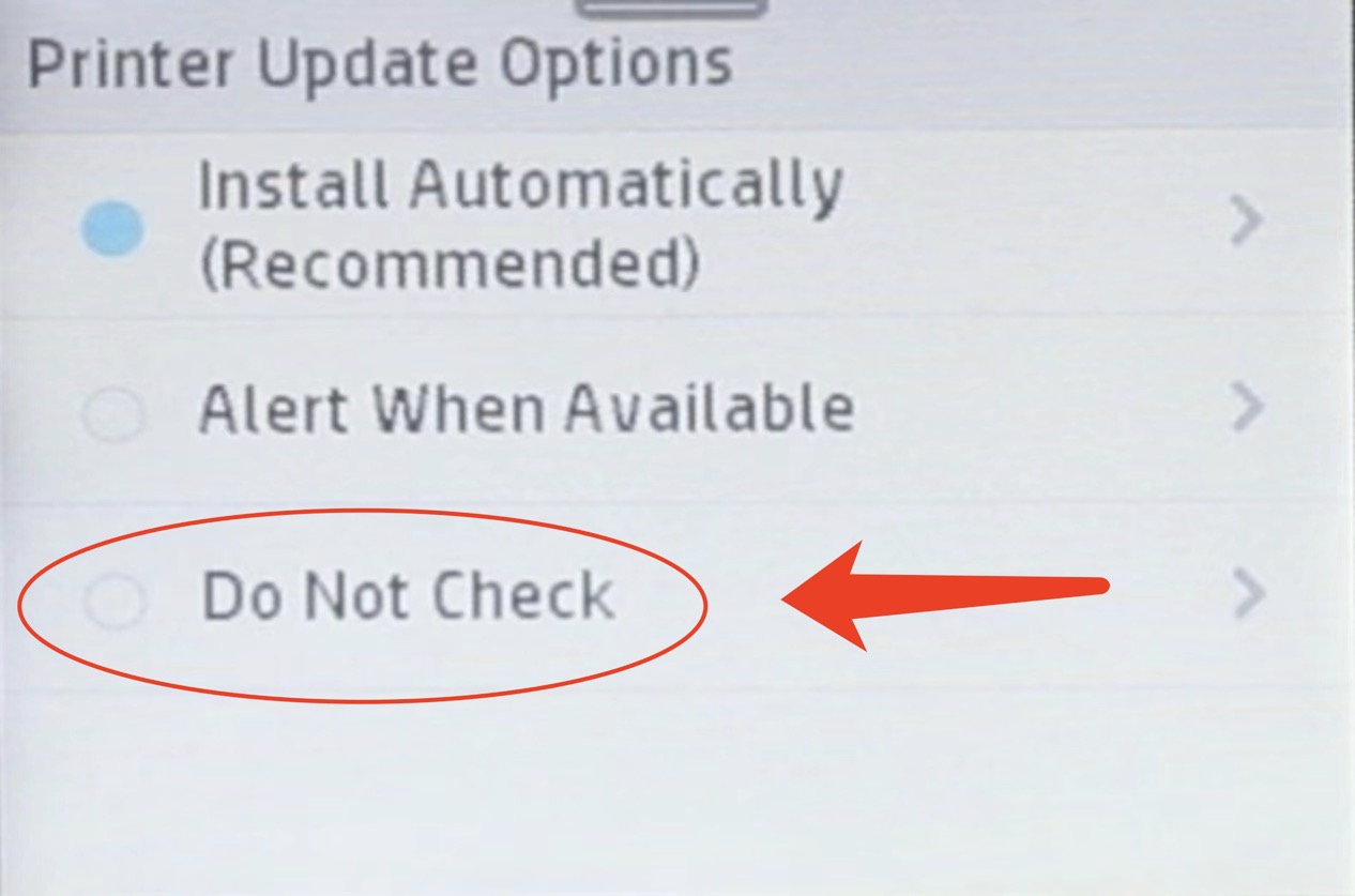 Disable Firmware Update on HP InkJet Printers Step 6