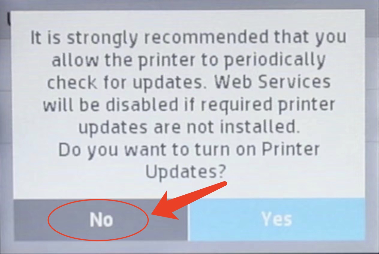 Disable Firmware Update on HP InkJet Printers Step 7